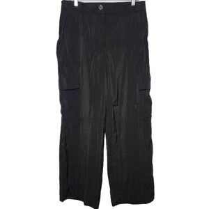 Maison d'Amelie Wide Leg Black Cargo Utility Pants Size Large